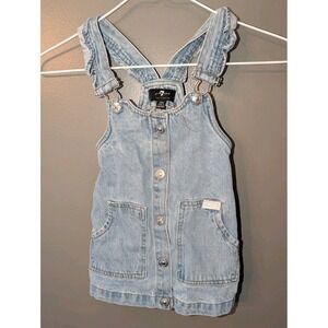 7 For All Mankind Girl's Baby Sleeveless Overall Jumper Denim Jean Ruffled 24mo